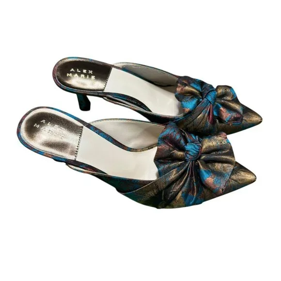 Alex Marie Metallic Floral Brocade Pointed Toe Mules | Size 9M NWT - Picture 8 of 14